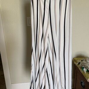 Striped wide leg pant black, white, tan Sz 2